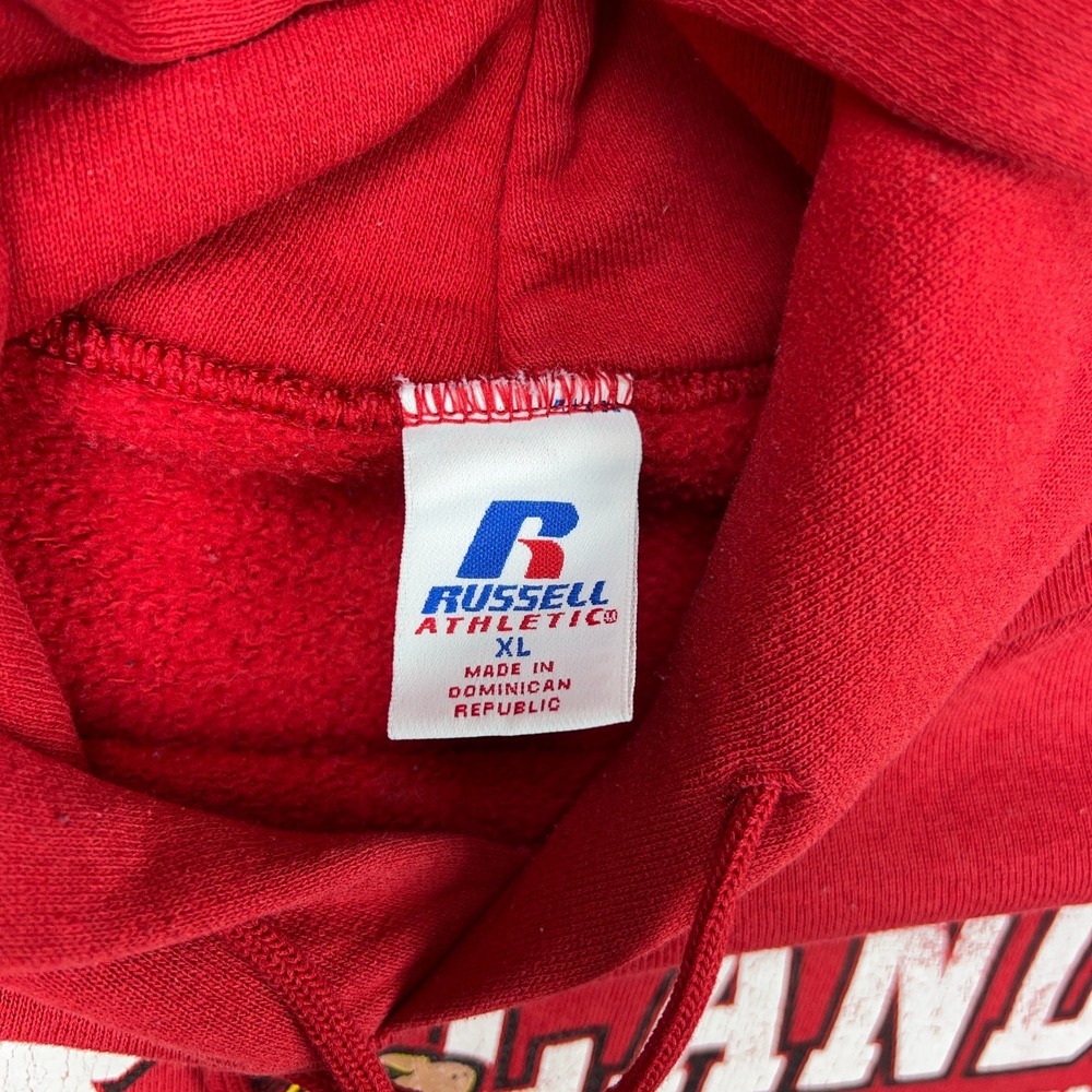 VTG Maryland Terrapins Hoodie Mens‎ XL Red Russell Athletic Hooded Sweatshirt - Picture 4 of 10